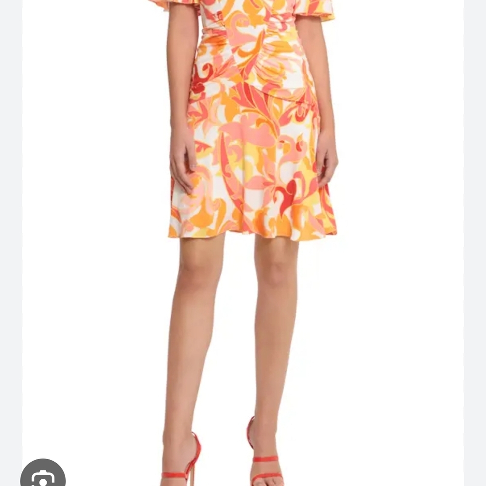 Donna Morgan Orange and Pink Mini Dress